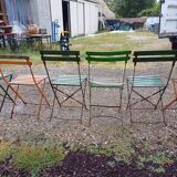 12 folding iron and wood garden chairs