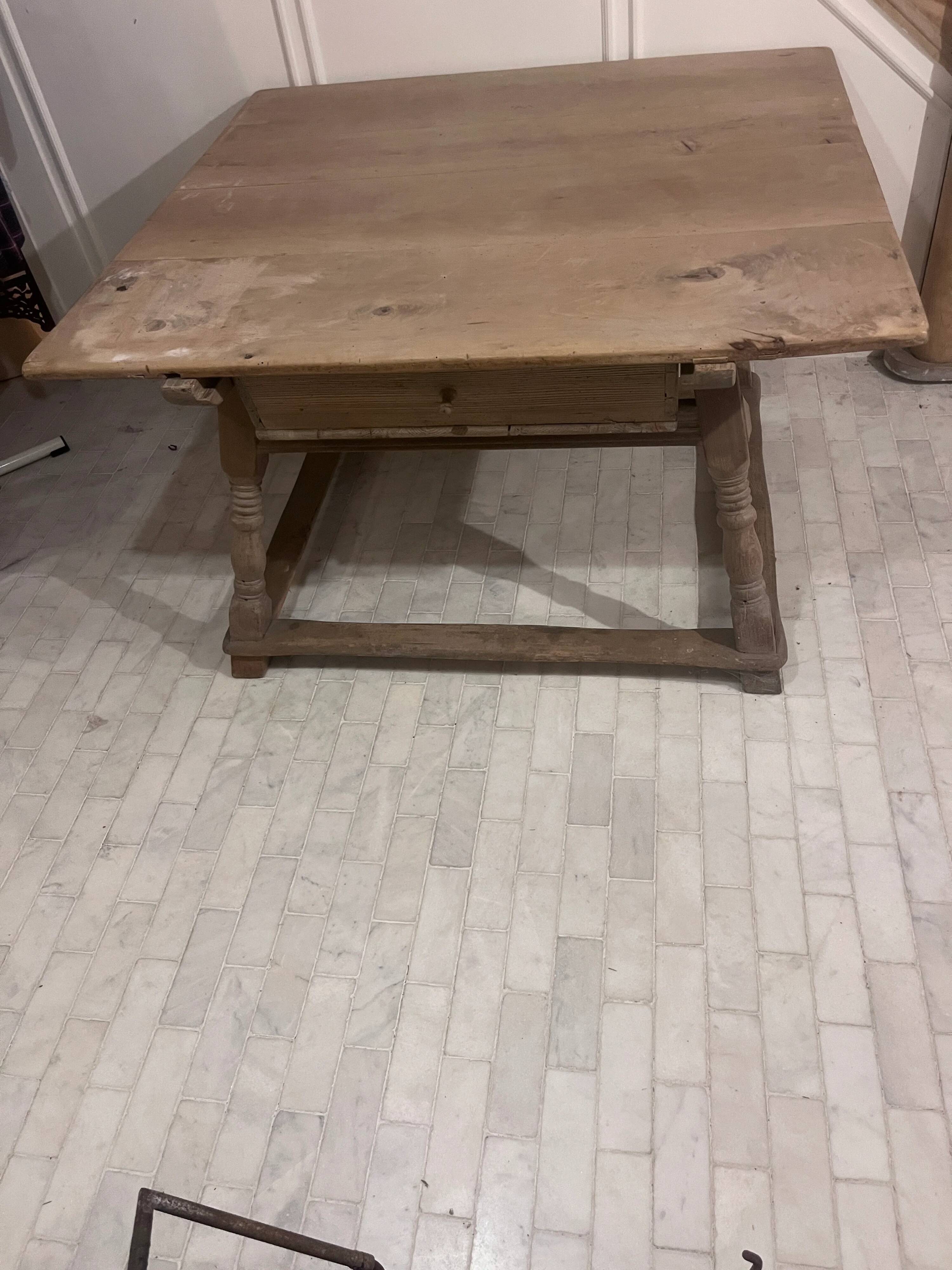 19th-century antique merchant's payment table made of solid wood.