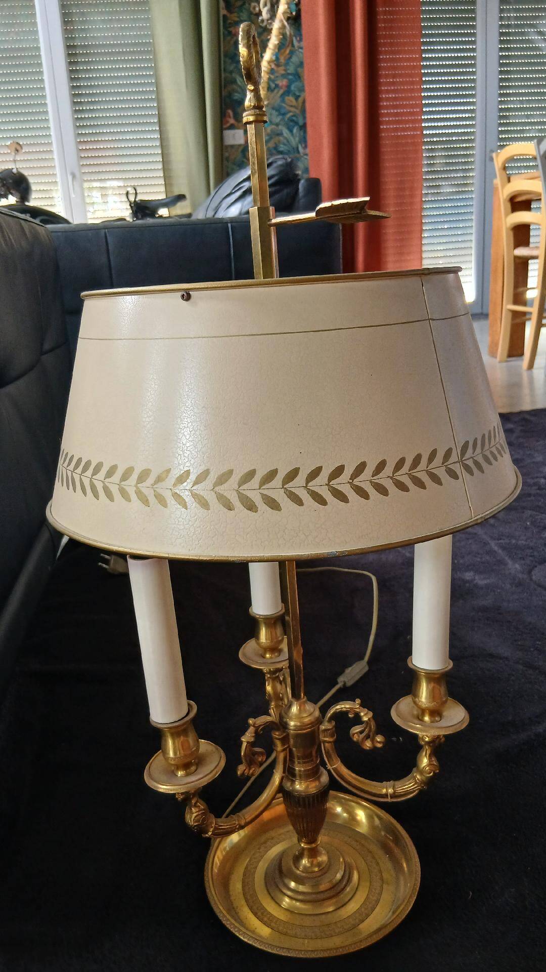 Exceptional empire style boiler lamp, swan, lucien gau - in excellent condition