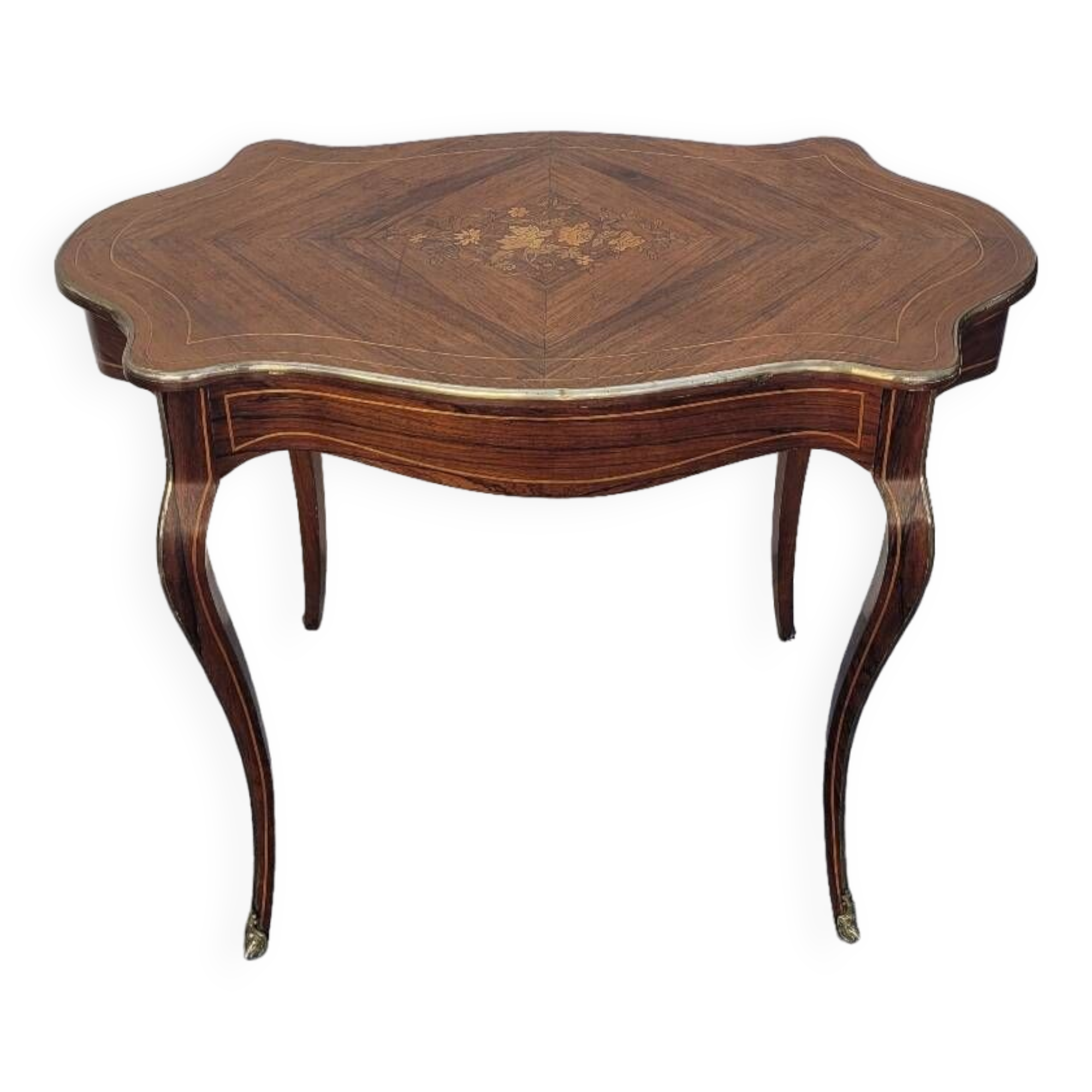 Napoleon III violin-shaped middle desk table 19th in marquetry