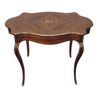 Napoleon III violin-shaped middle desk table 19th in marquetry