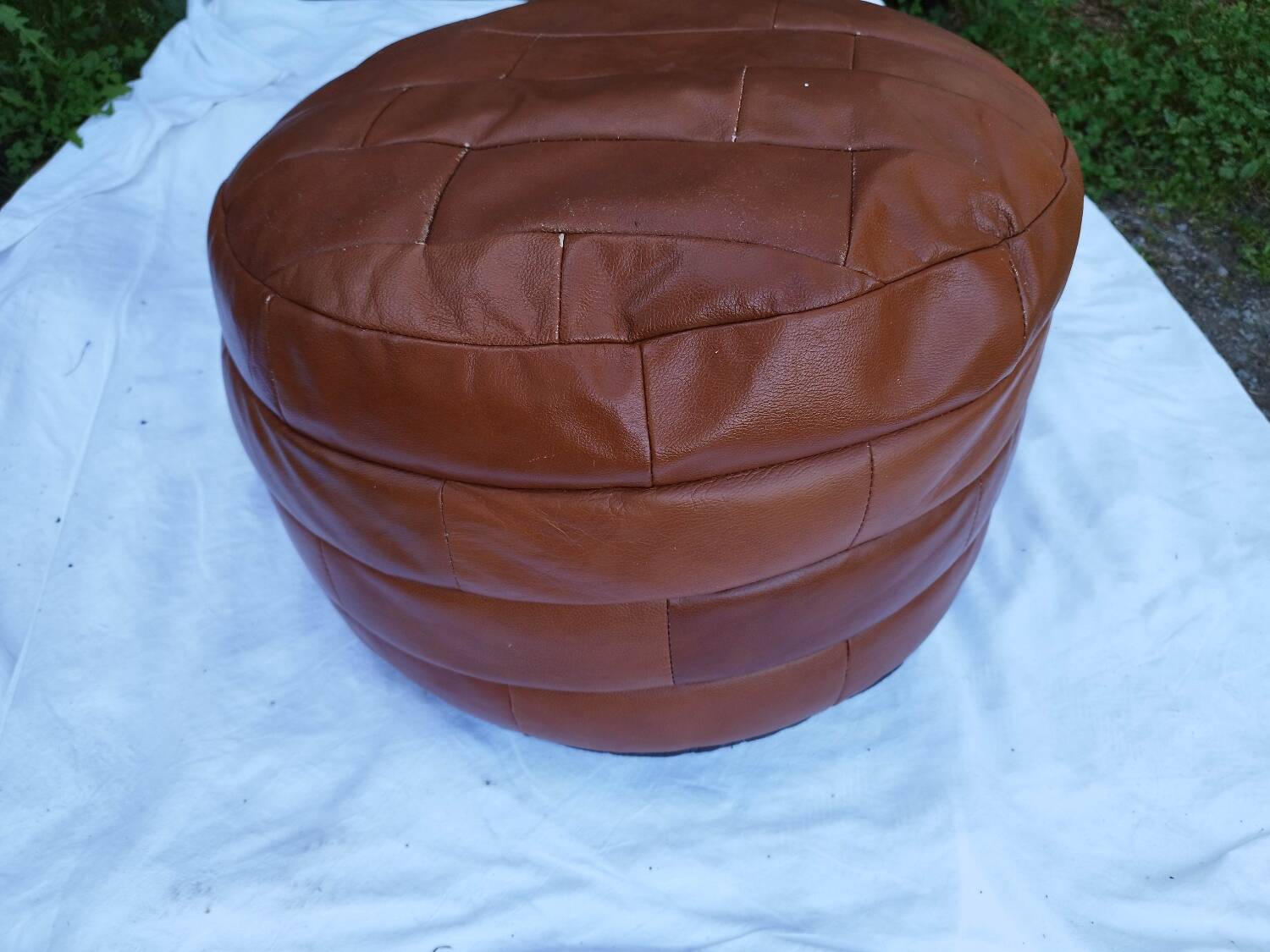 Sede Patchwork Leather Pouf