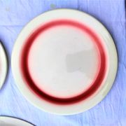 service of 12 flat plates /12 for dessert / 1 hand painted dish st amand 1960