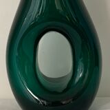 Vase vert en verre à creux hauteur 29 cm