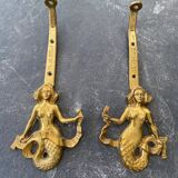 Paire d'applique sirène en bronze Guillemard