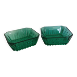 Emerald green glass ramekins Arcoroc, crystal glassware from Arques.