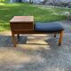 Vintage teak telephone bench with vinyl seat, 1960s