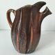 Vintage Belgian ceramic sculptural pitcher in chocolate brown.