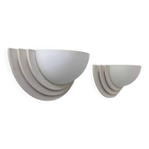 Paire d'appliques géométriques en plâtre et verre sablé, France 1970
