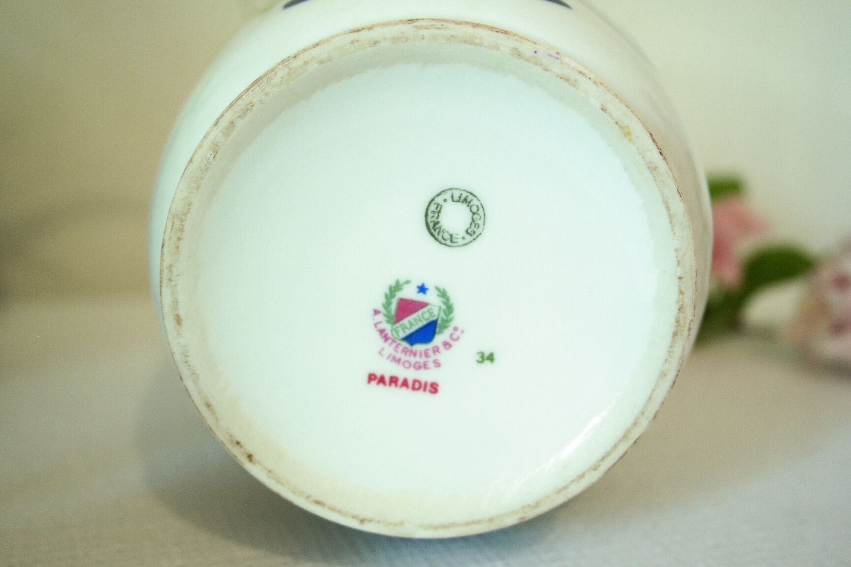 Art Deco baluster vase, Limoges porcelain, A. Lanternier.