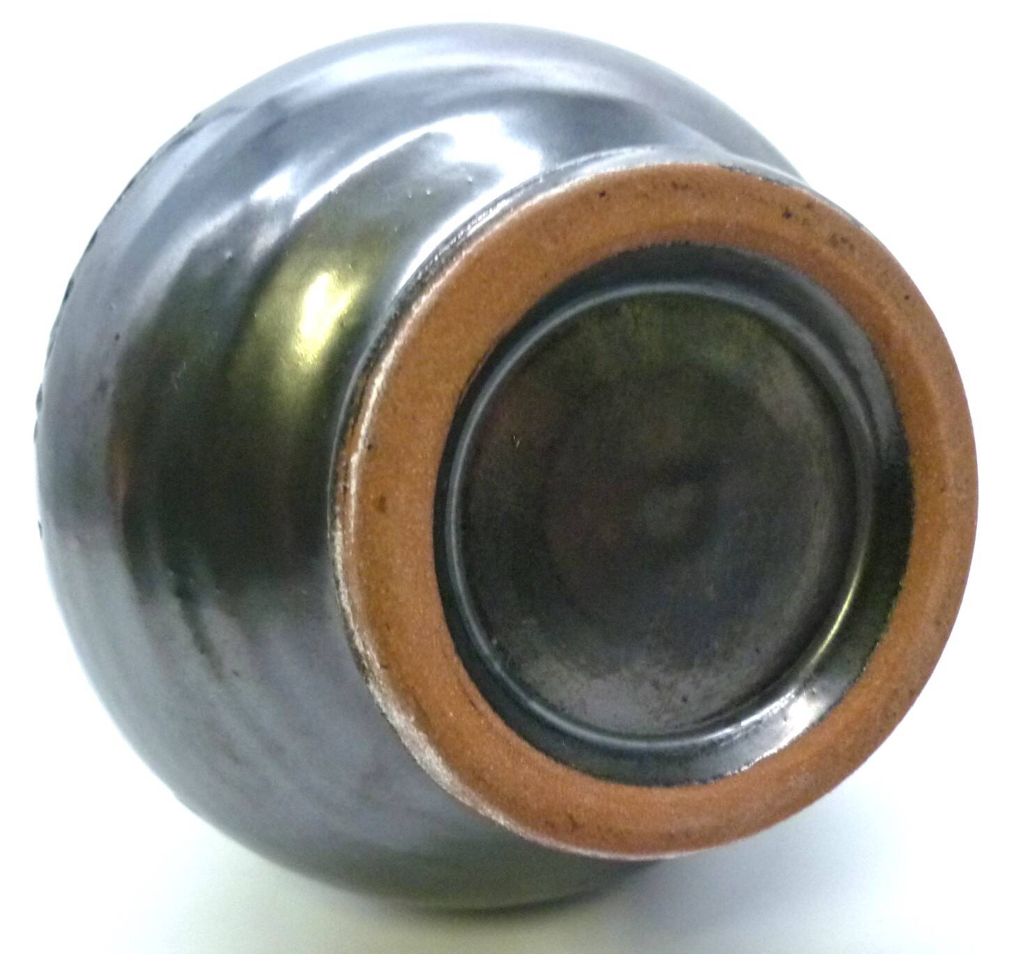 Vase pitcher, glazed ceramic in metallic black signed Jean Marais Vallauris.