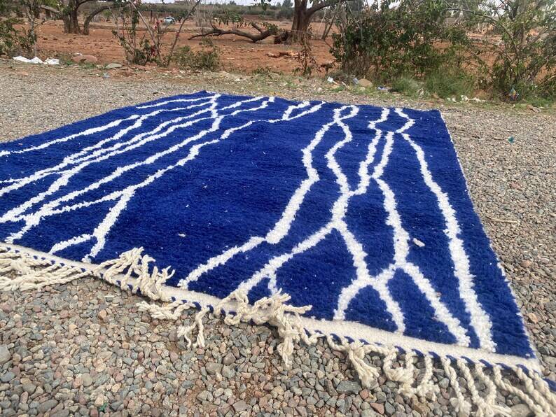 Moroccan blue decorated rug 200cmx300cm
