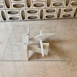 Travertine sculptural coffee table with square top