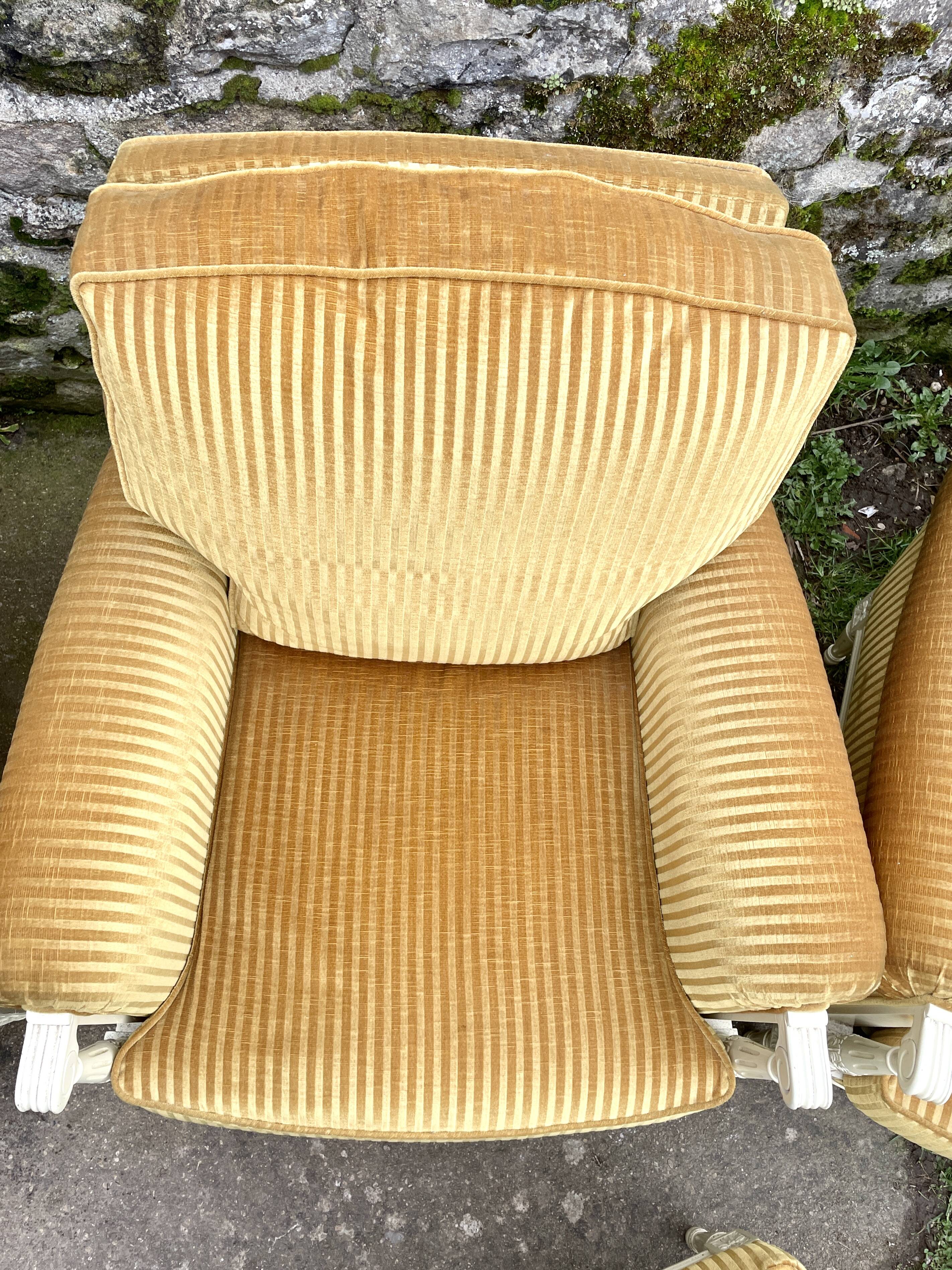 Pair of cosy armchairs by Jean Prevost in mustard velvet, 1970.