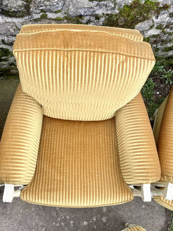 Paire de fauteuils cosy Jean Prevost velours moutarde 1970