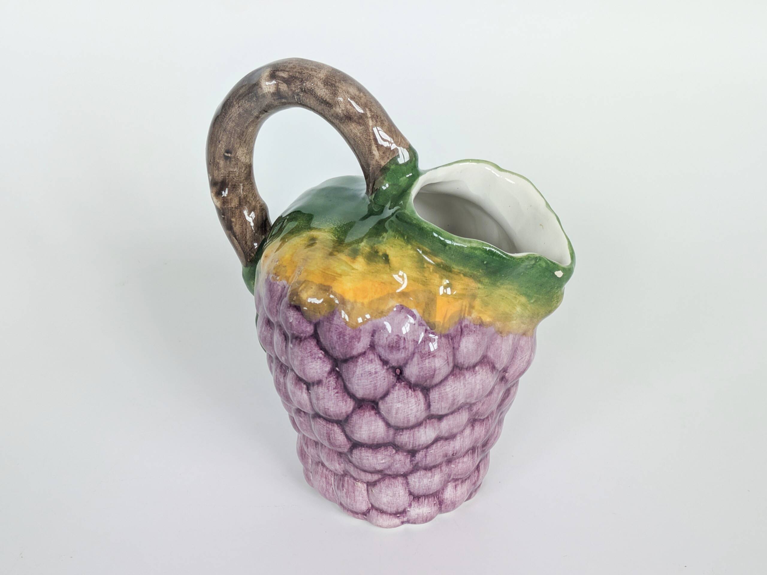 Majolica pitcher Ceramiche di Bassano raisins Italy vintage summer decor