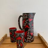 Vintage Ceramic Fat Lava Glass Pitcher