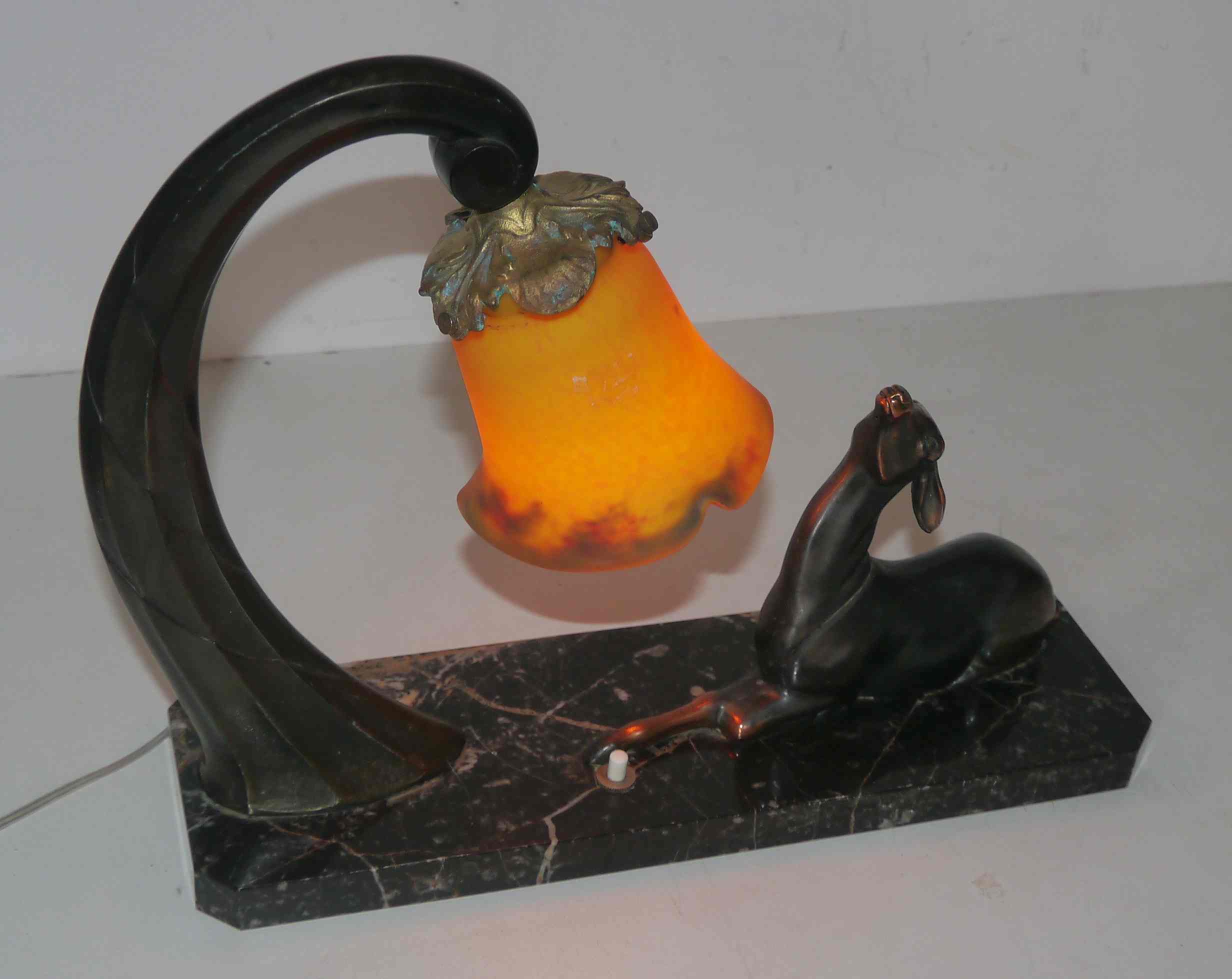 Art deco lamp gazelle decoration Manufacture 30's years