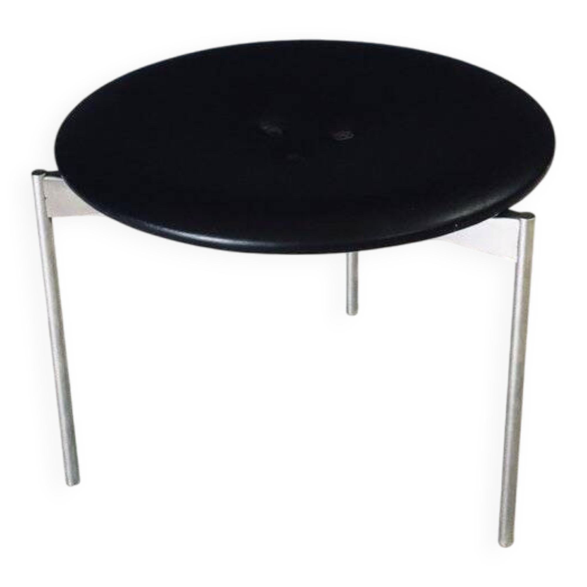 Midcentury Modern Leather Tripod Stool by Uno & Östen Kristiansson for Luxus, Sweden, 1960s