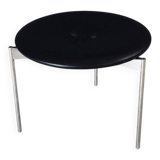 Midcentury Modern Leather Tripod Stool by Uno & Östen Kristiansson for Luxus, Sweden, 1960s