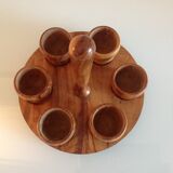Set of six oak wood coquetiers 60/70s