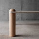 Square bass table in travertine and solid wood - 70s