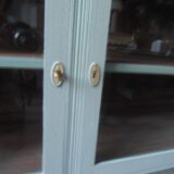 Buffet, vintage serving trolley re-enchanted in verdigris, wooden top.