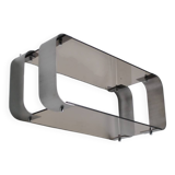 Brushed steel and smoked glass shelf, Donald Singer, 1970