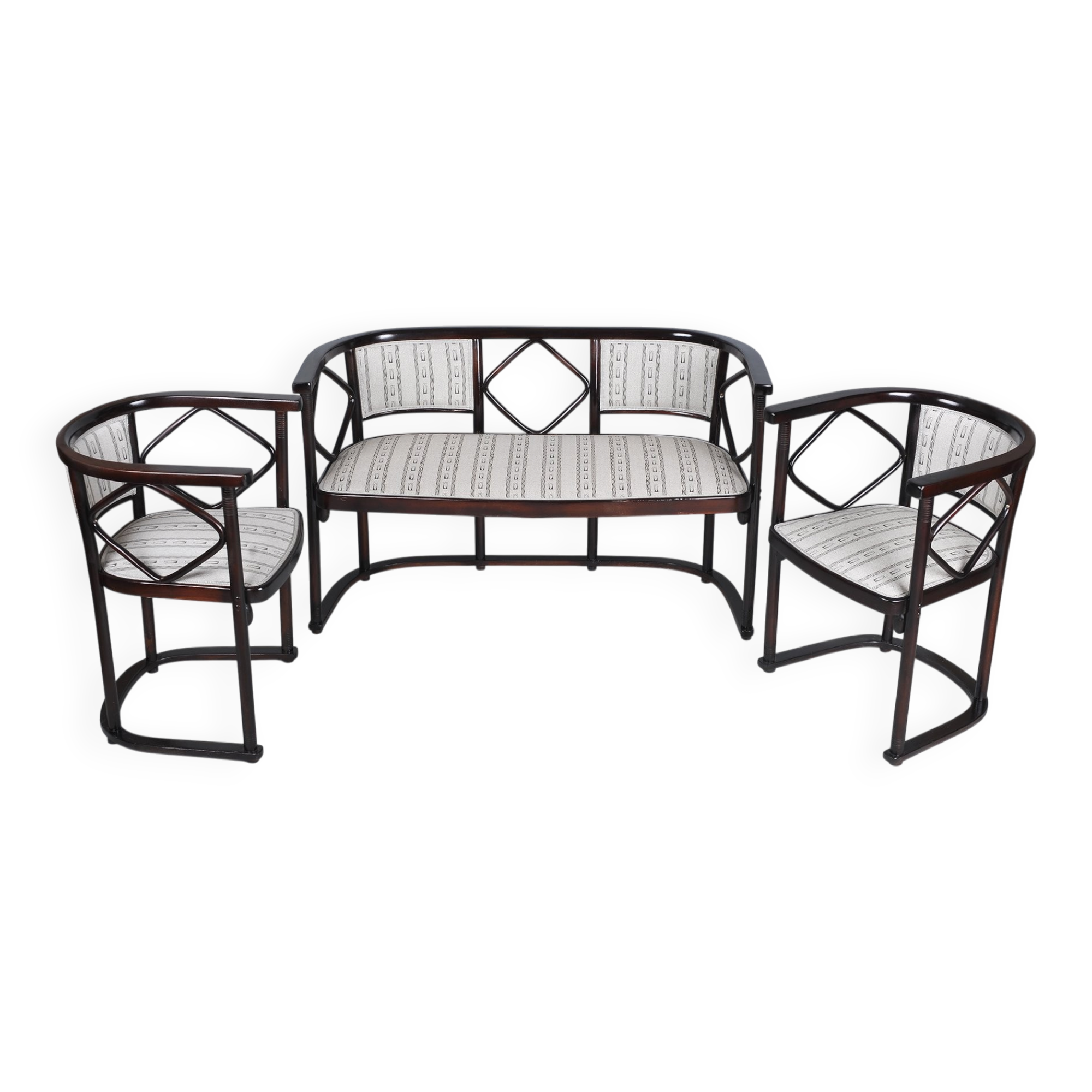Art Nouveau Seating Set in Beech from J.F.M. Hoffmann, Austria, 1910s, Set of 3