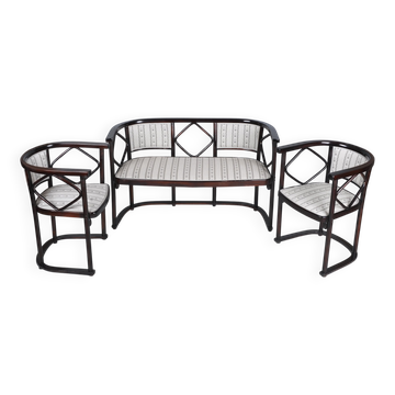 Art Nouveau Seating Set in Beech from J.F.M. Hoffmann, Austria, 1910s, Set of 3