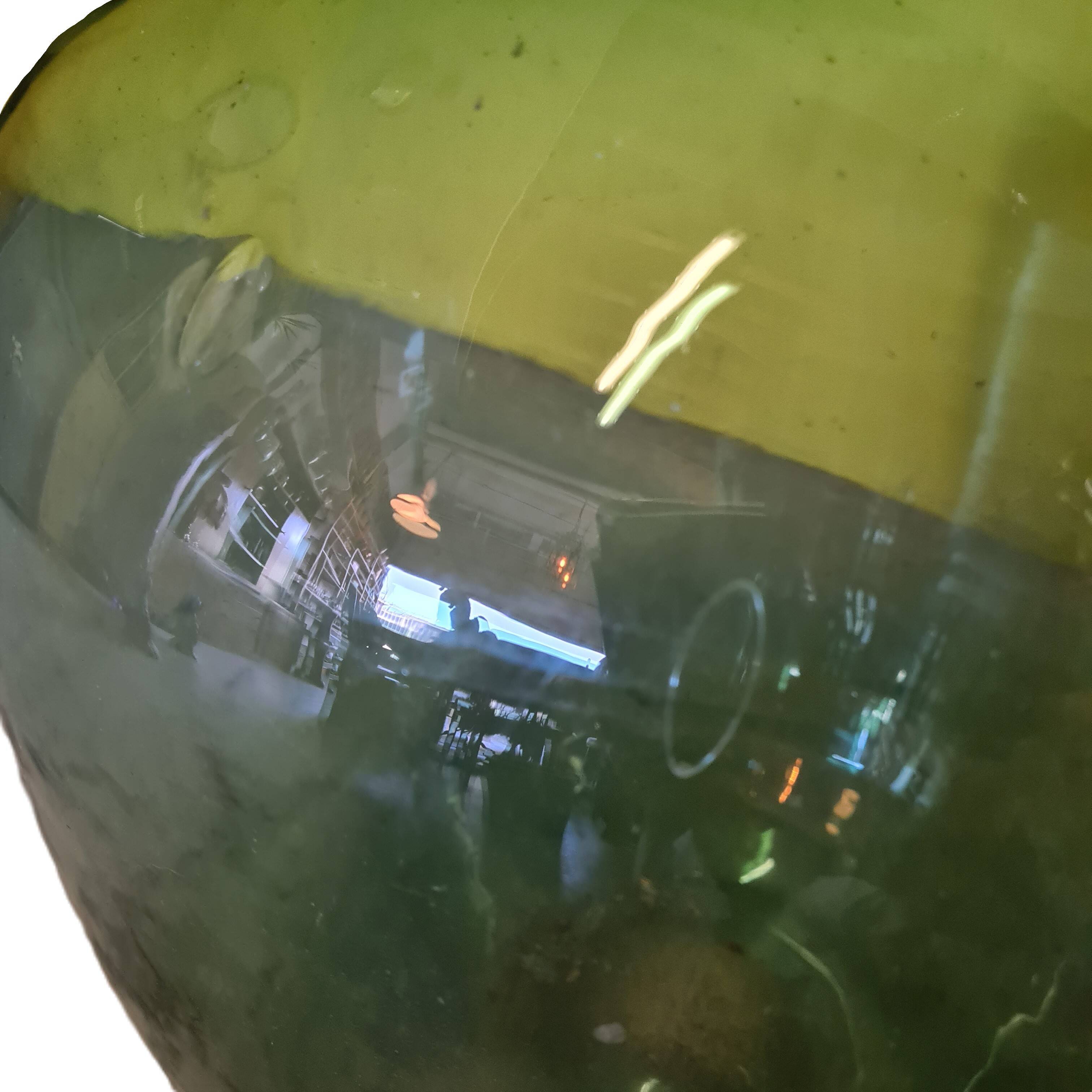 Large Model Green Glass Yeast Bottle, 1950s