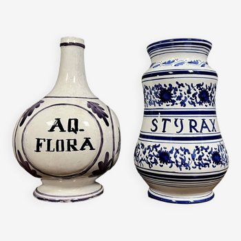 Pots Italiens de pharmacie en céramique époque XXeme siècle