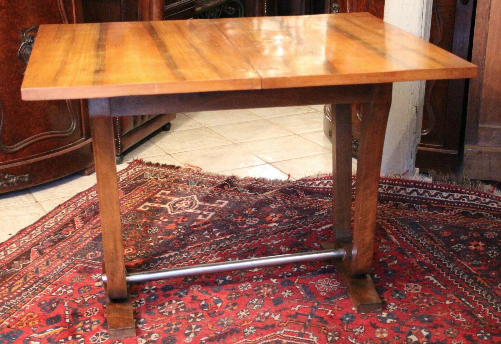 Table console blond walnut design 1930 - 1950 wallet tray