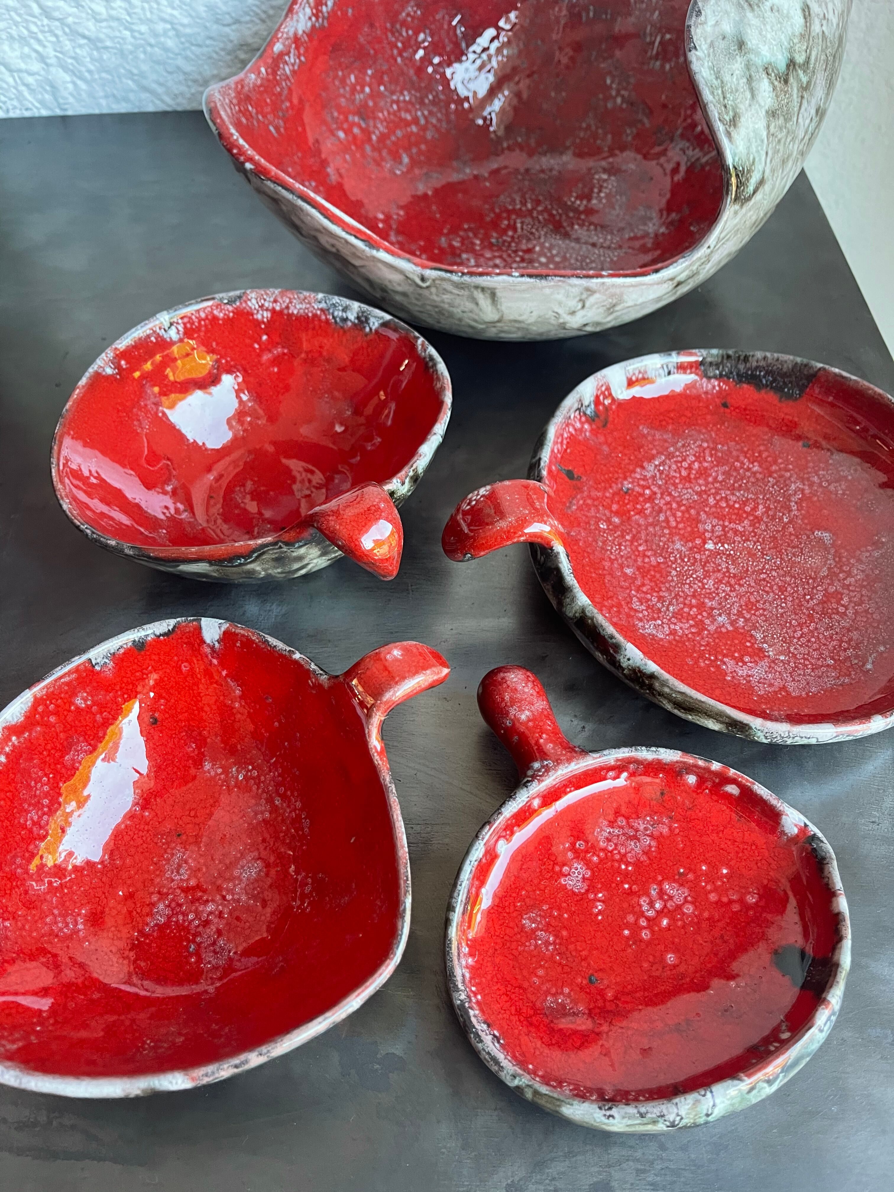 Ceramic set Arlette Roux Vallauris 1950s