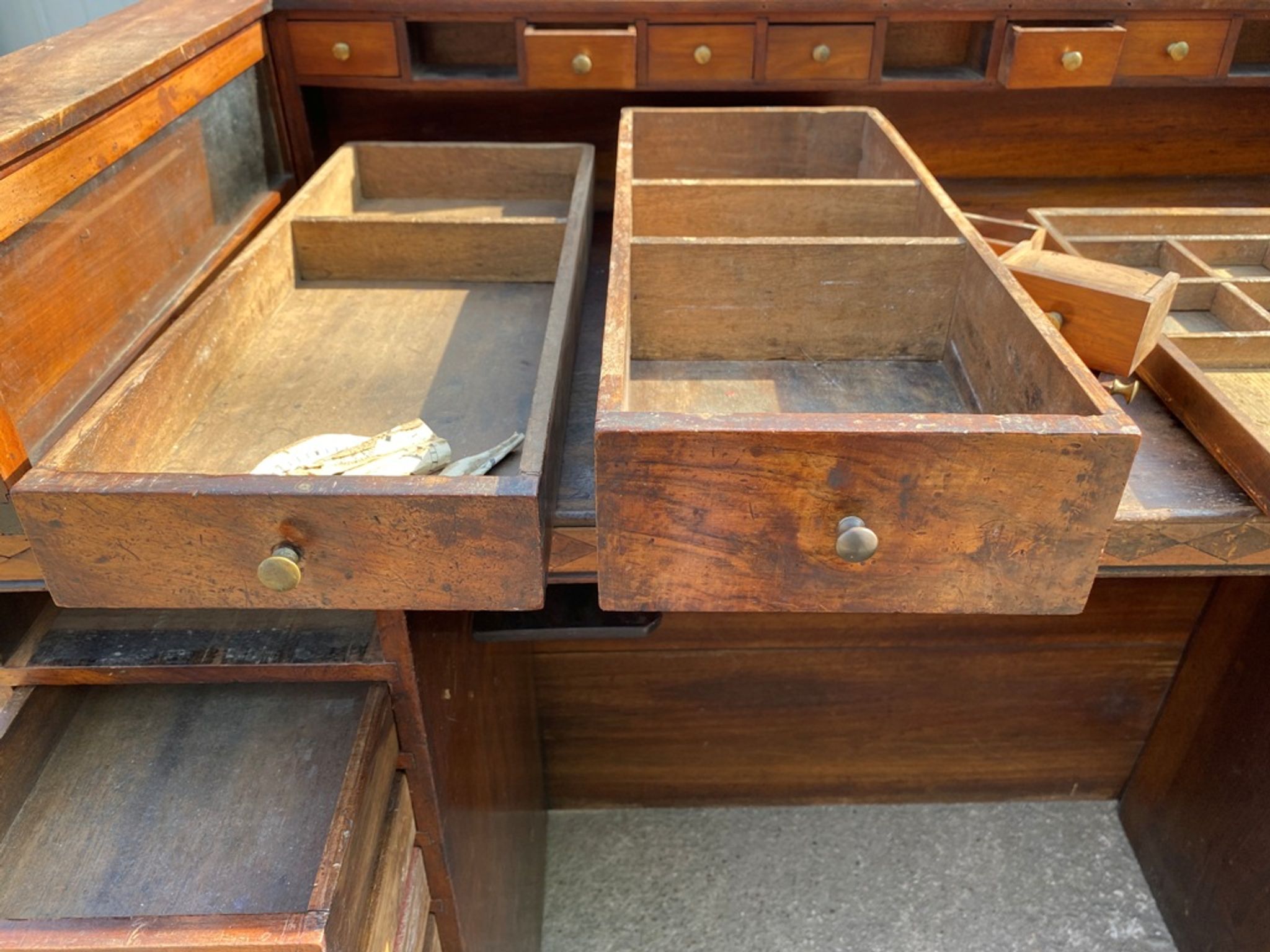 Old and authentic piece of furniture established watchmaker counter jeweler 1900