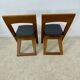 2 old folding chairs in wood and leather, postmodern design from the 80s vintage