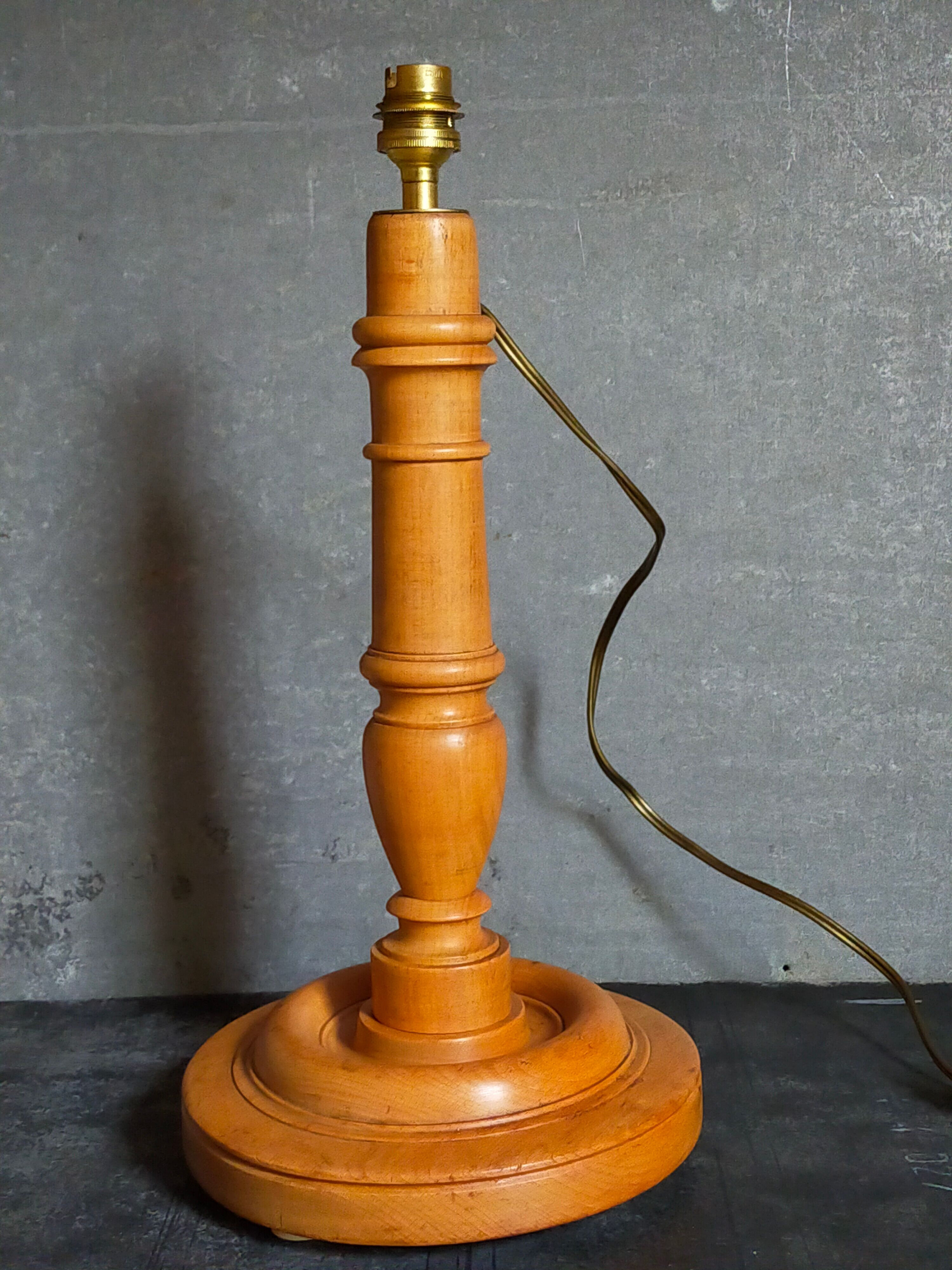 Old solid turned wooden lamp base