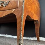 Bordeaux inlaid chest of drawers with marble and bronze ornament