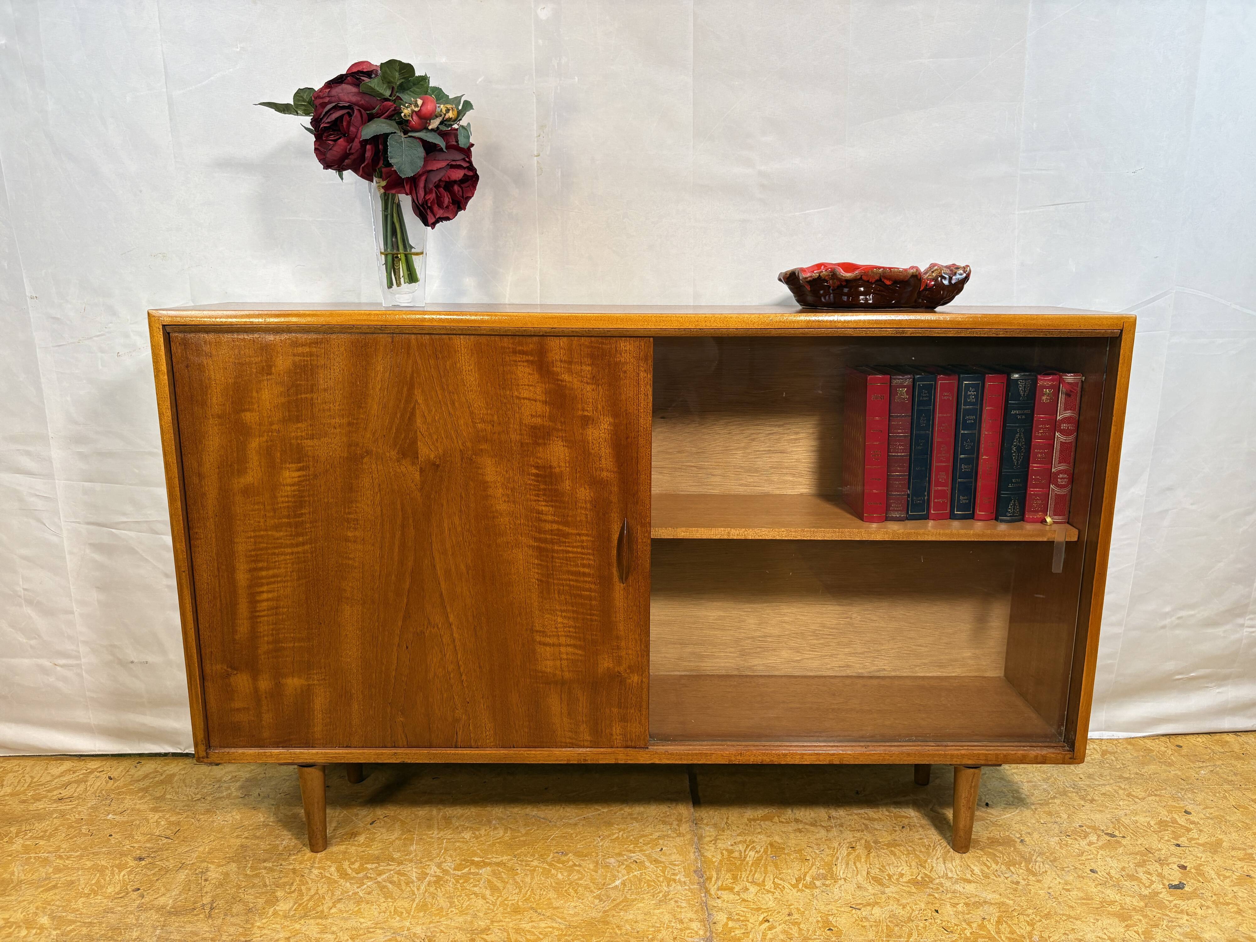 Mid Century Retro Teak & Glass Bookcase by Herbert E. Gibbs Circa 1960