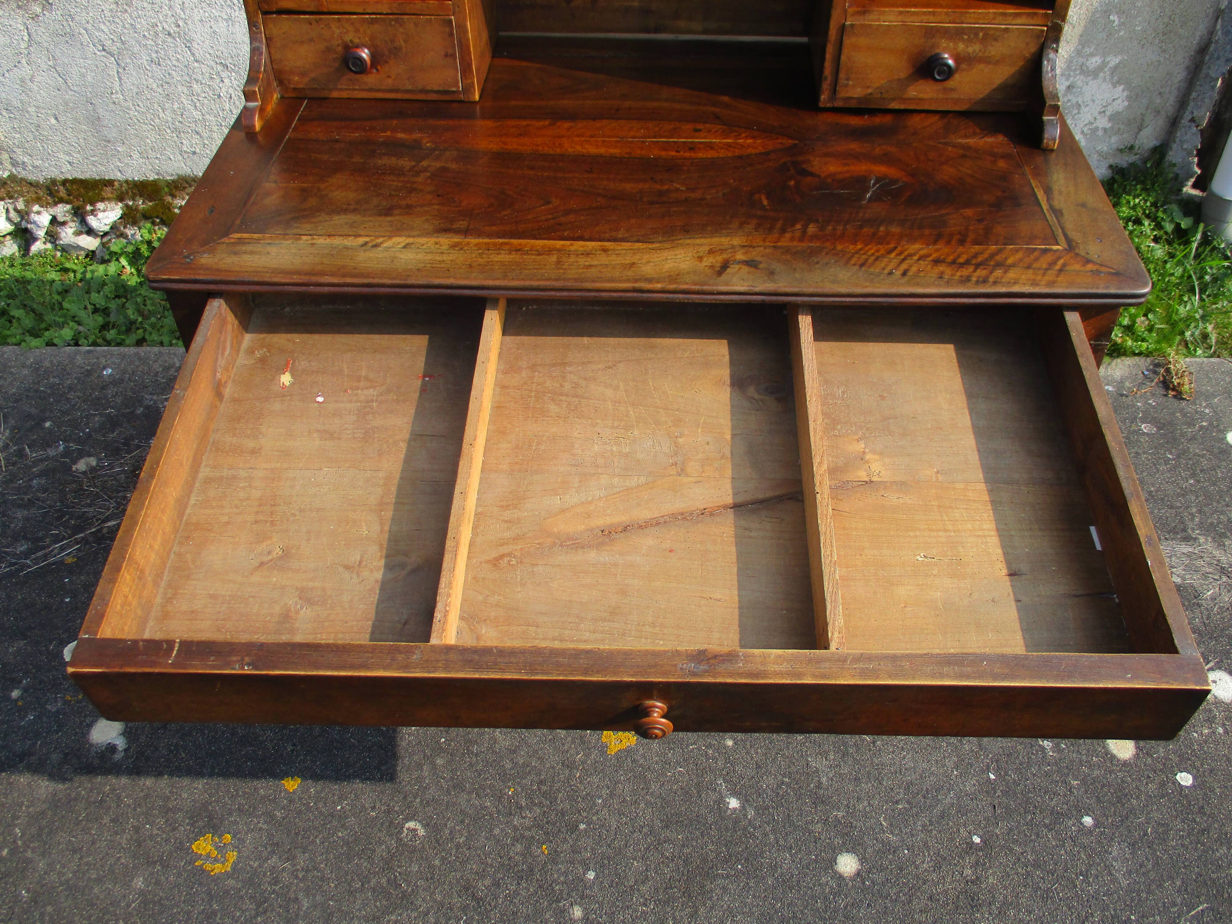 Walnut Secretary Stepped XIXth century Louis Philippe