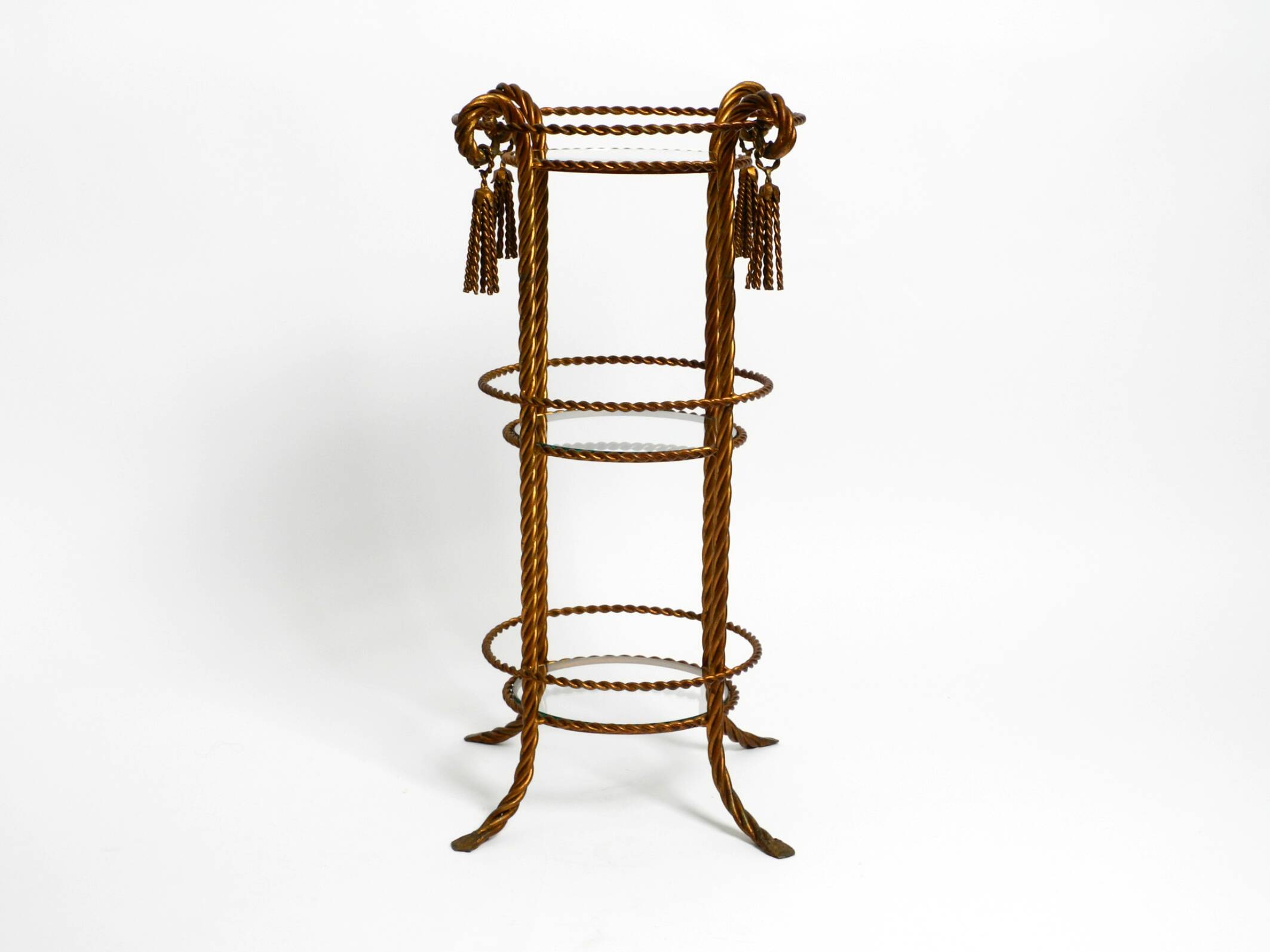 Italian Mid Century Regency side table in gold plated Metal by Li Puma