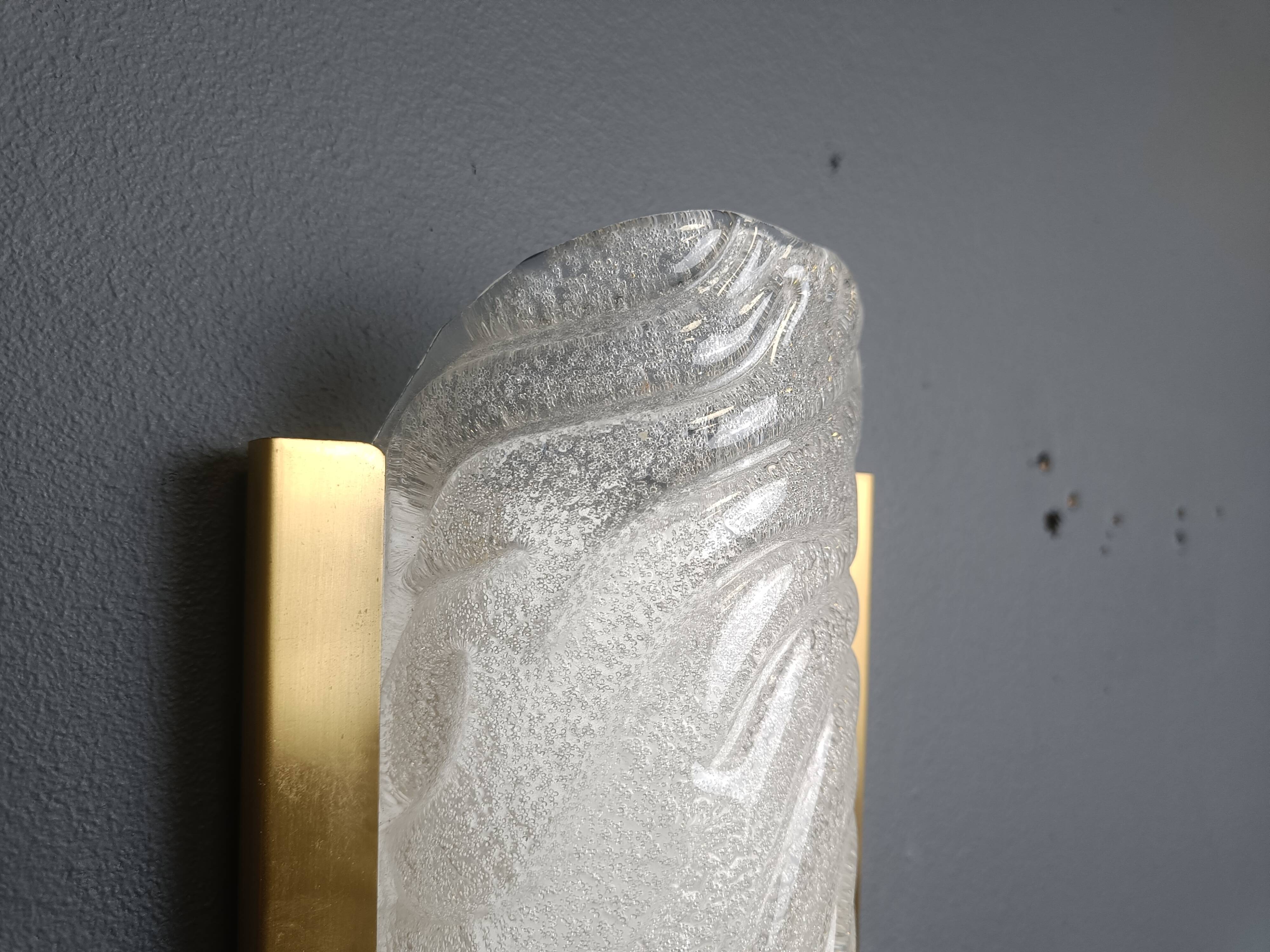 Pair of brass and glass wall lights by Fischer Leuchten, 1960s