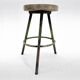 Tabouret trépied industriel vintage en acier et bois, 1950