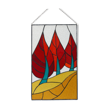 Vitrail décoratif Tulipes – Fleur stylisée en verre coloré, 41 × 68 cm