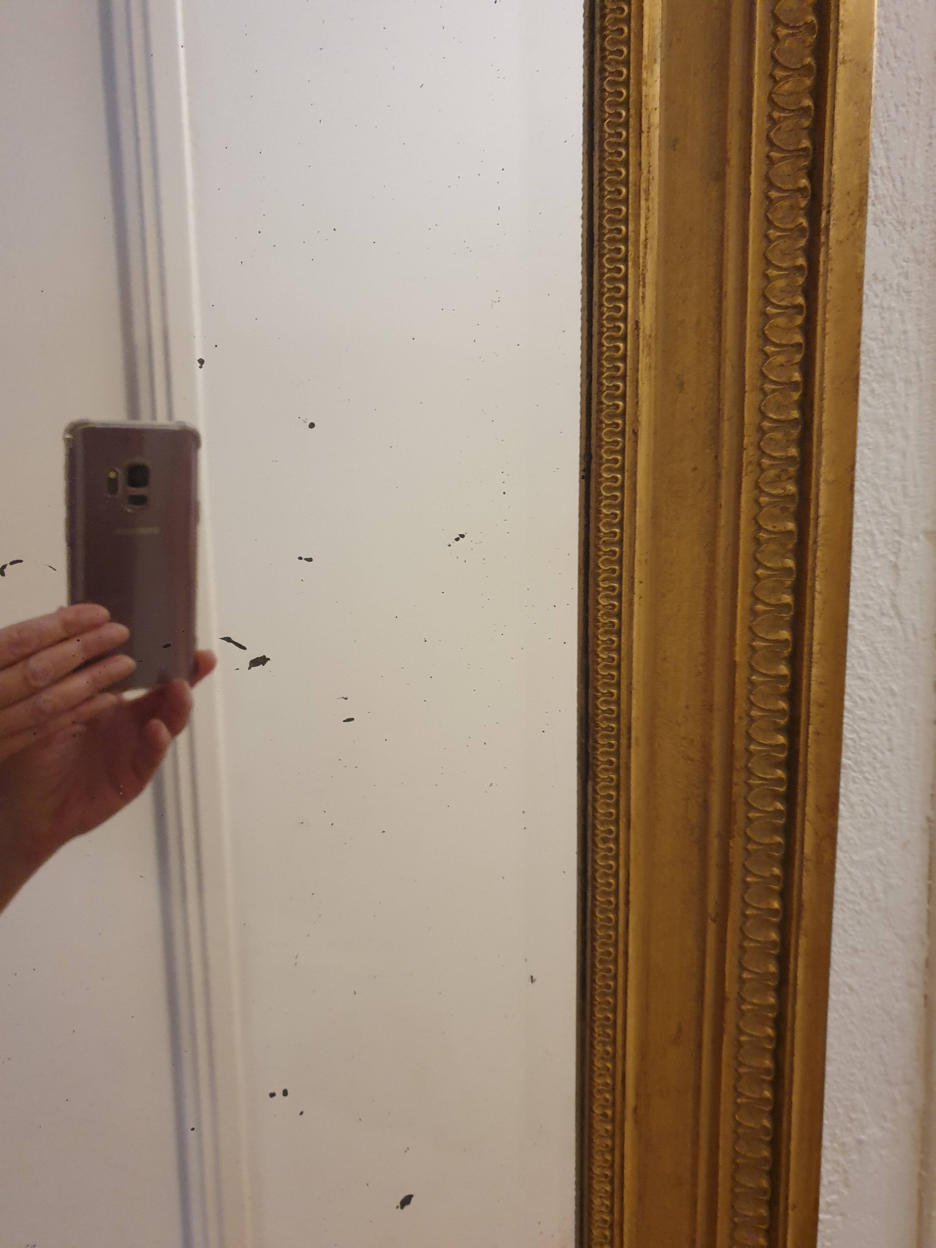 Large bevelled gold mirror