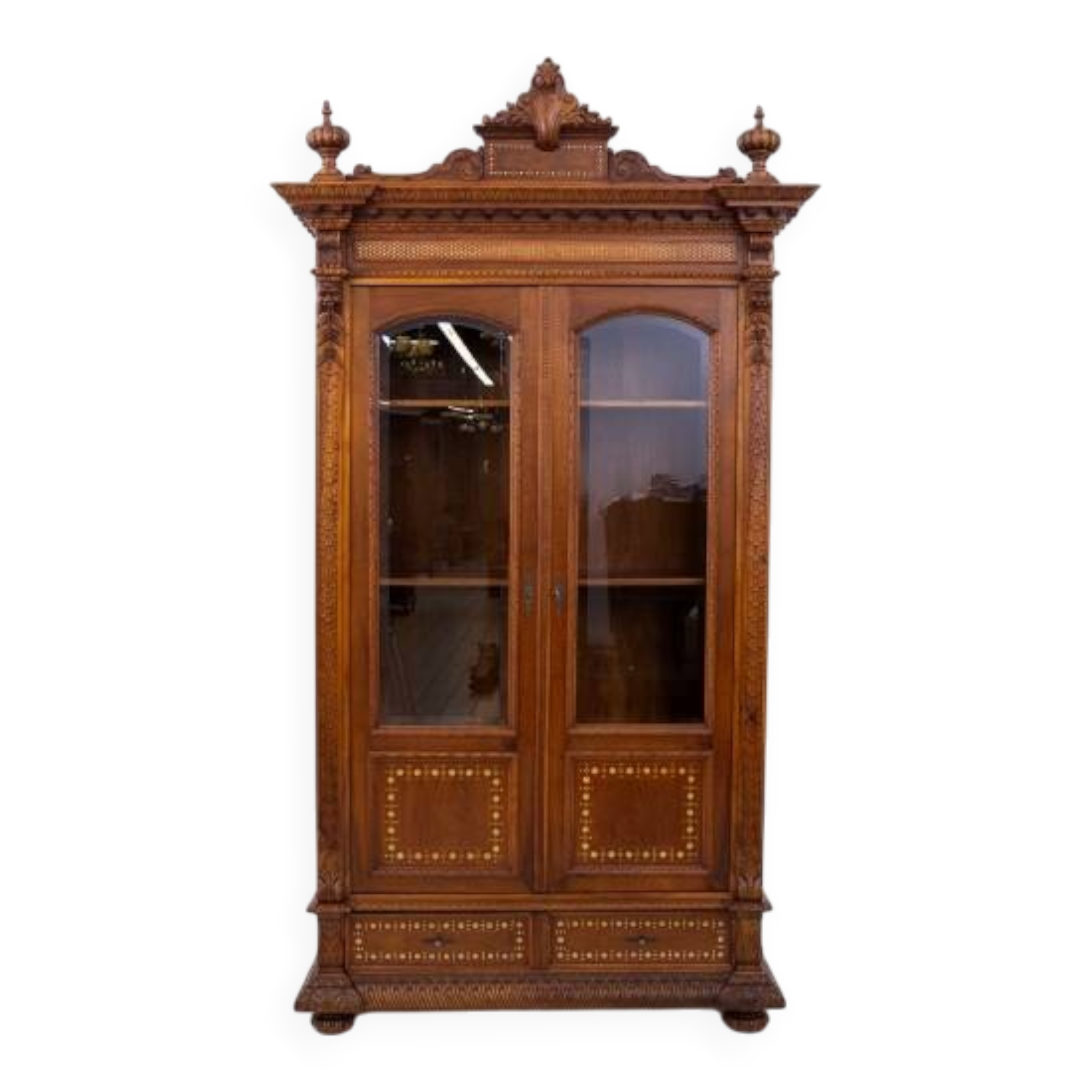 Unique Moorish style bookcase, circa 1870.