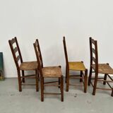 Rustic handcrafted oak chairs 1900