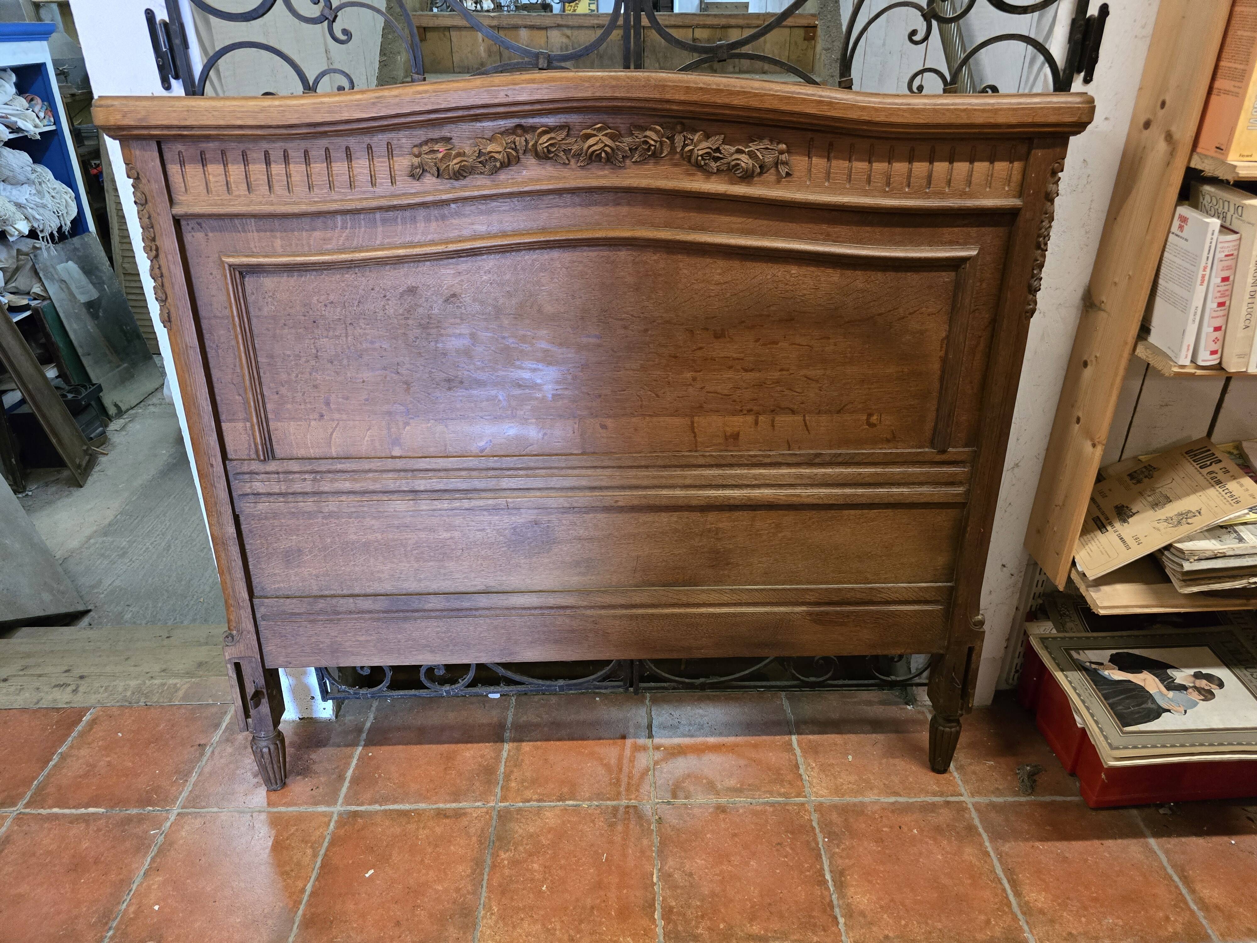 Old Louis XVI style oak headboard