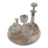 Set tray carafe, glasses, bottle and sugar bowl