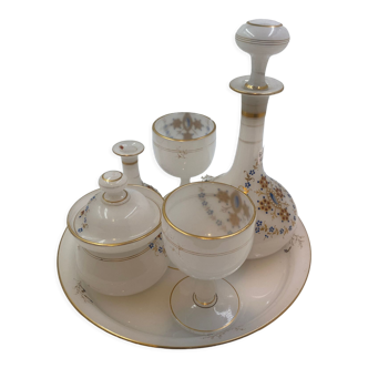 Set tray carafe, glasses, bottle and sugar bowl